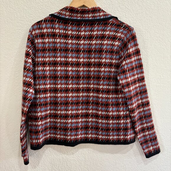 Tahari Knit Jacket Blazer – Red Blue Black Houndstooth Pattern, Size Small - Picture 6 of 10